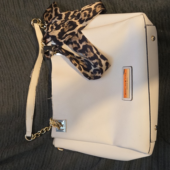 Marc New York Handbags - Marc New York Cream Shoulder Bag‎ with Leopard Scarf